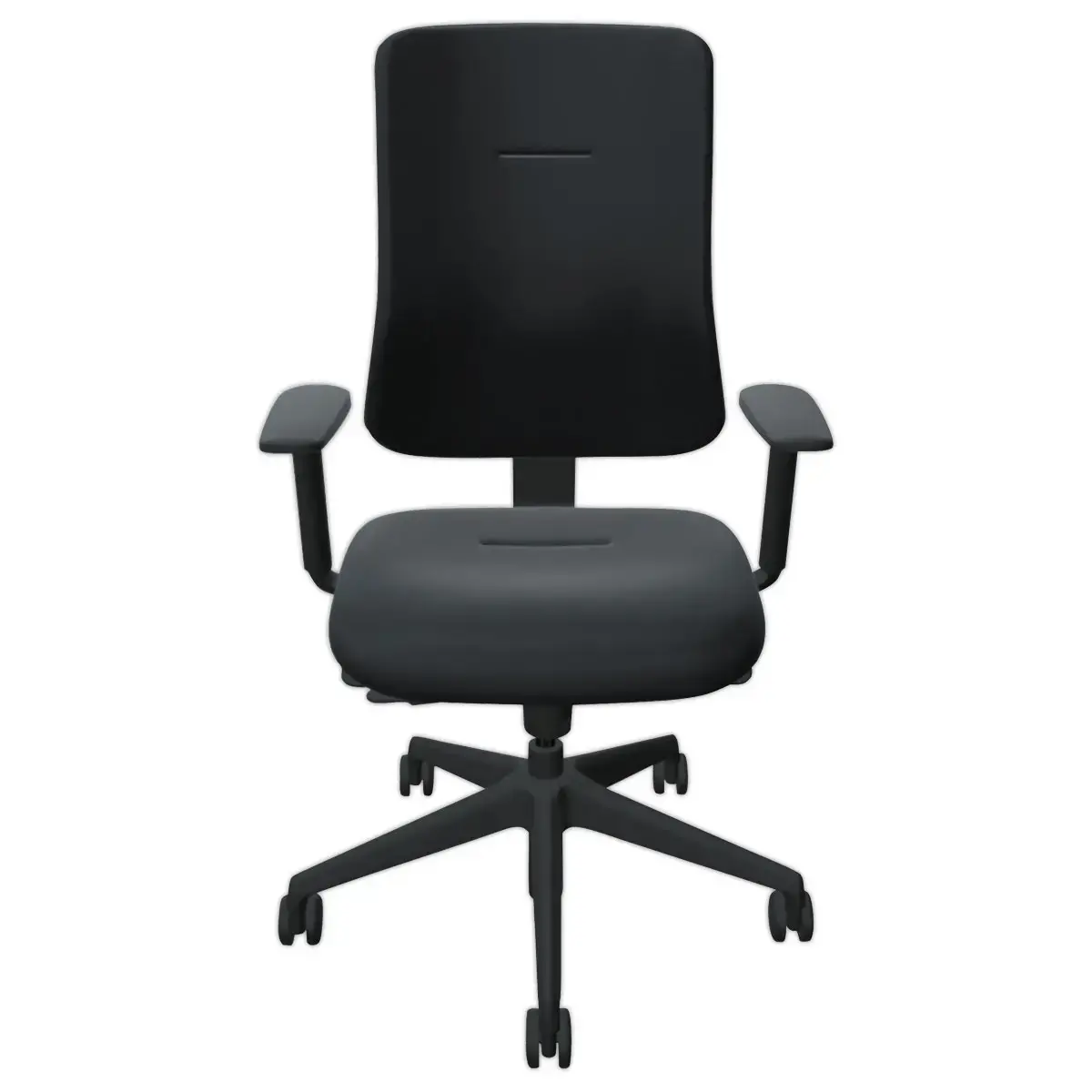 Si&egrave;ge de bureau synchrone ATILA tissu noir avec glissi&egrave;re d'assise et accotoirs 1D  mont&eacute; photo du produit