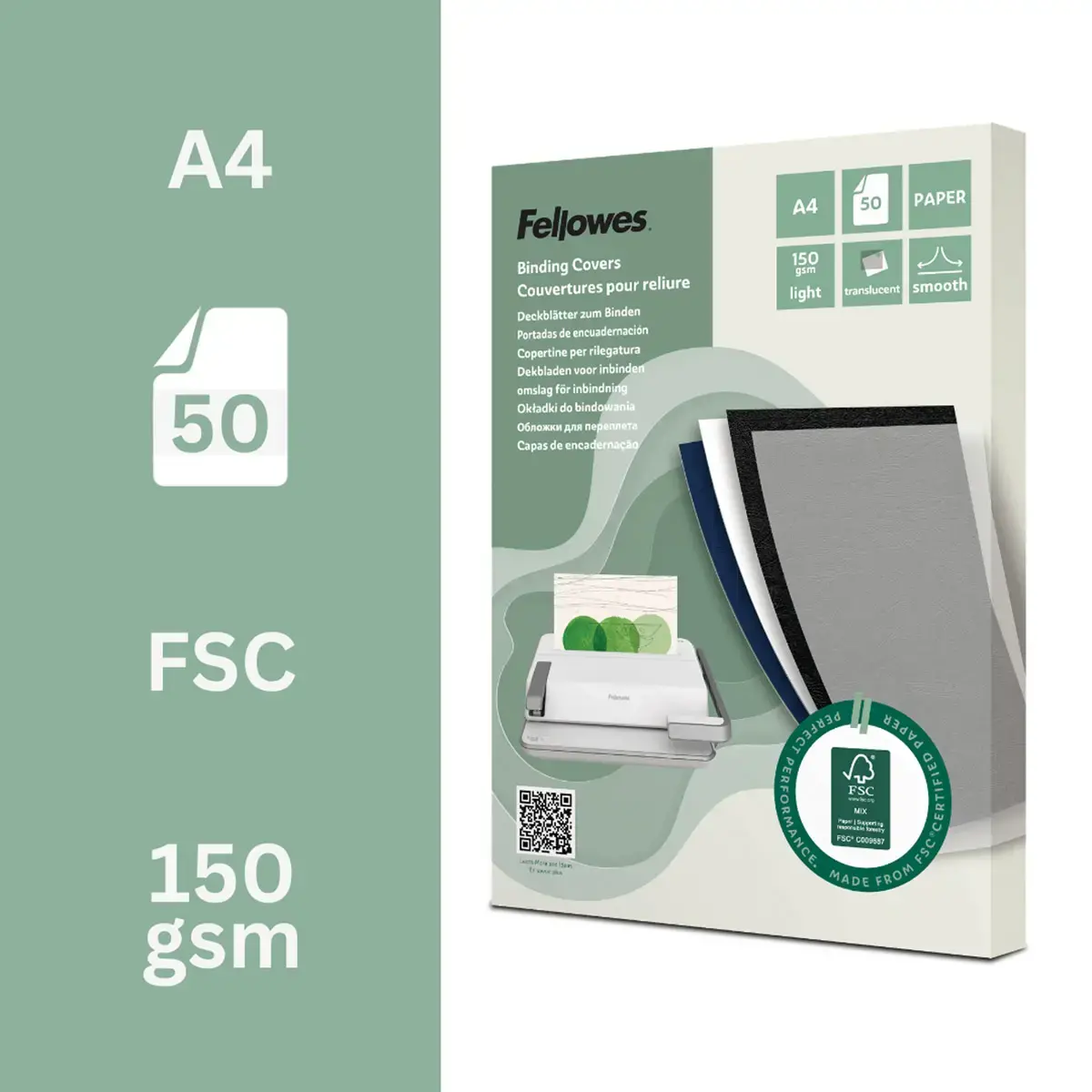 50 Couvertures reliure A4 - papier translucide - Fellowes photo du produit