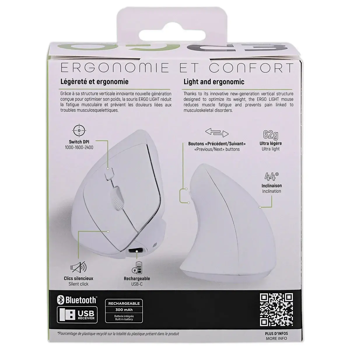 Souris ergo verticale - Blanc - T'NB photo du produit