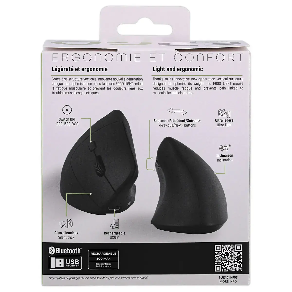 Souris ergo verticale ultra l&eacute;g&egrave;re - Noir - T'NB photo du produit