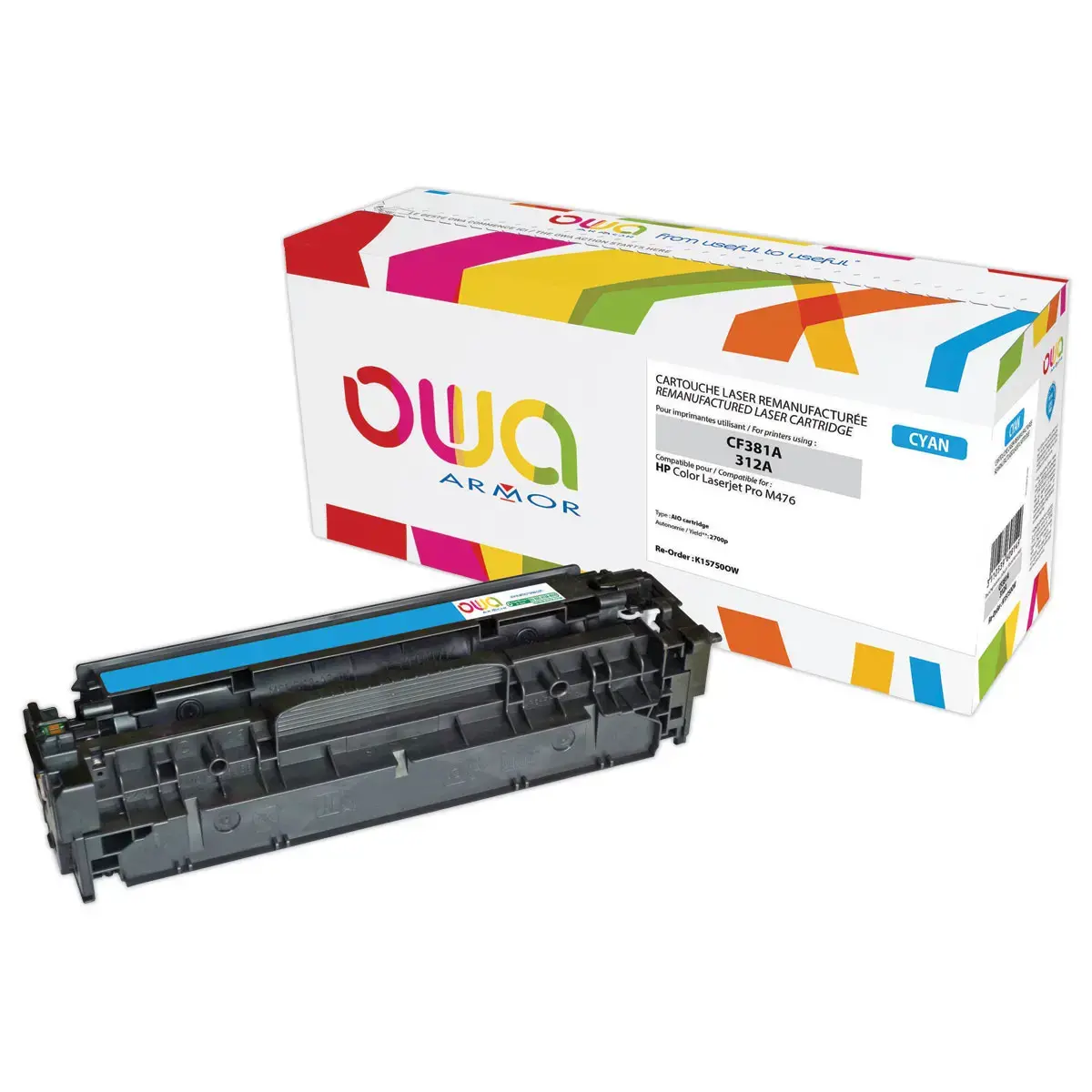 Toner éq. HP CF381A - Cyan - OWA photo du produit