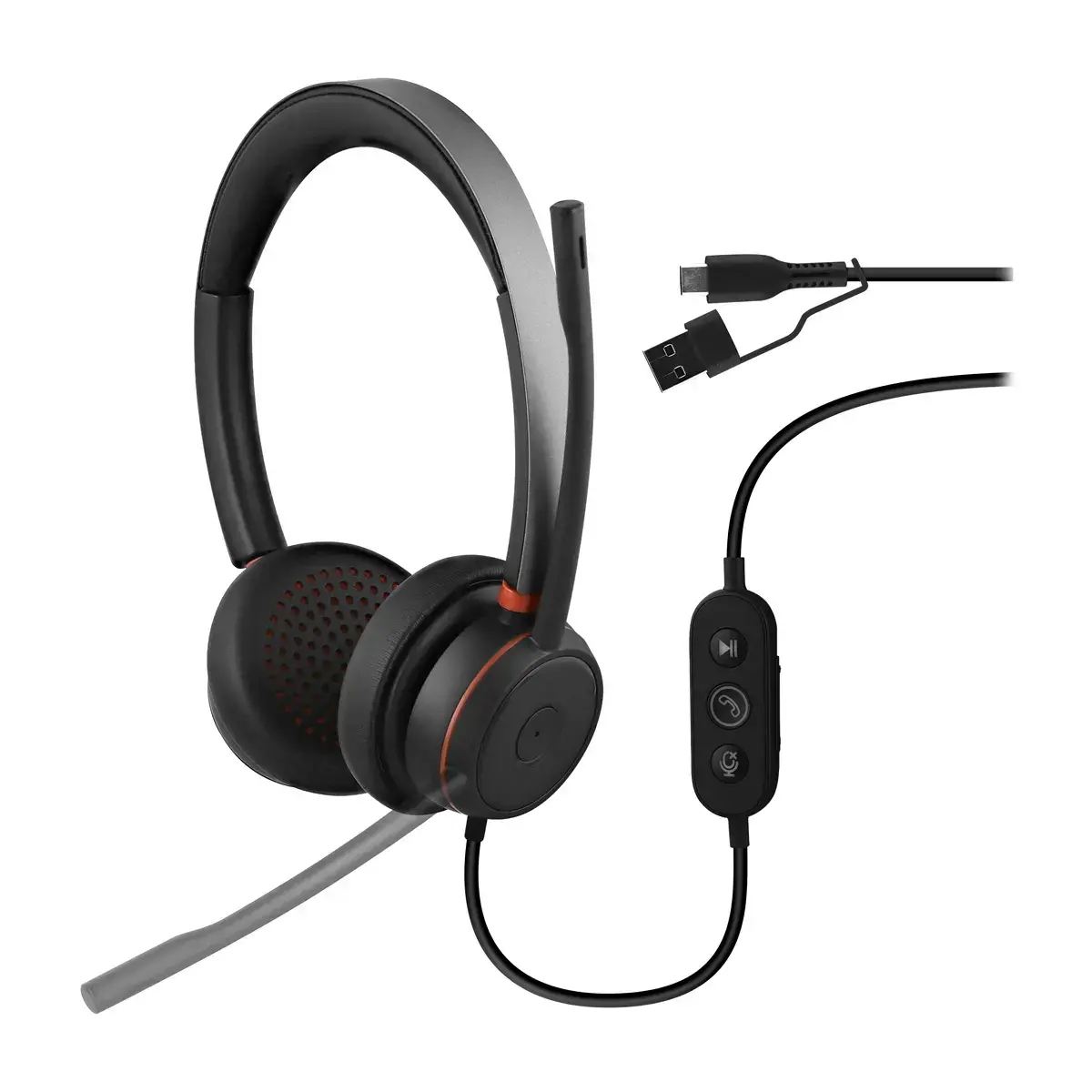 Casque-micro ACTIV 400S - USB-A/C - Noir - T'NB photo du produit