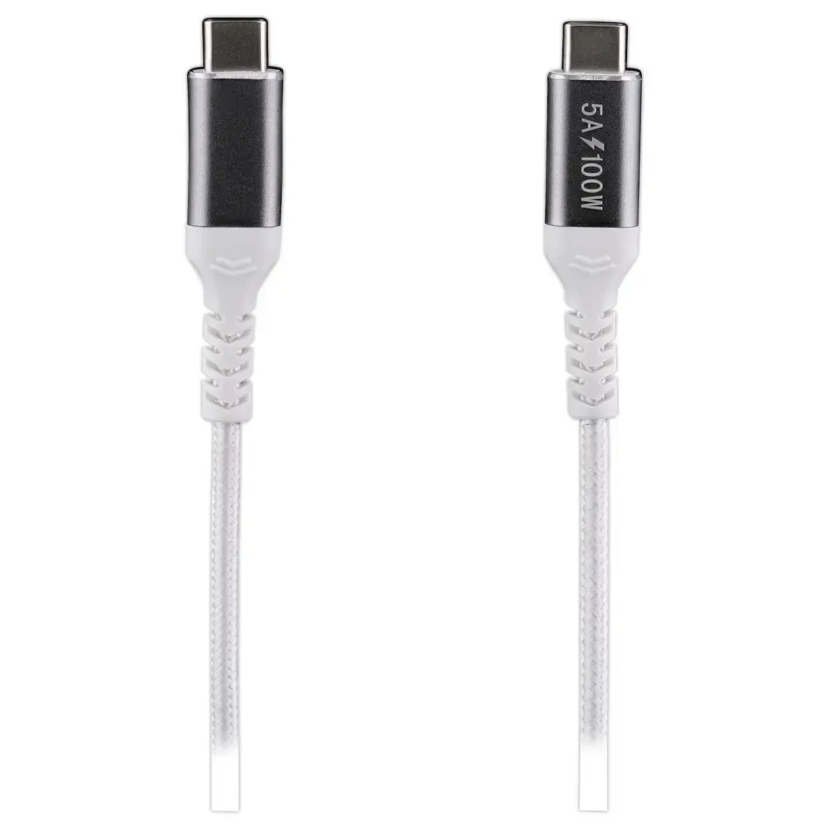 C&acirc;ble 100W 2m USB-C/USB-C - Tress&eacute; - Blanc - T'NB photo du produit