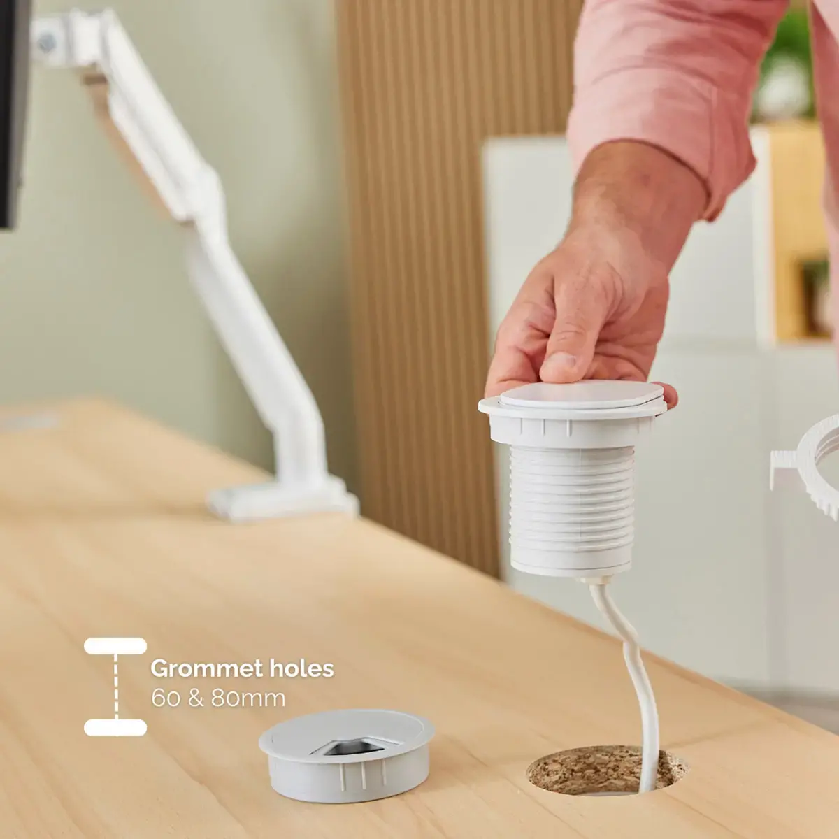 Prise encastrable Power Spot - USB-A & USB-C - Blanc - Fellowes photo du produit