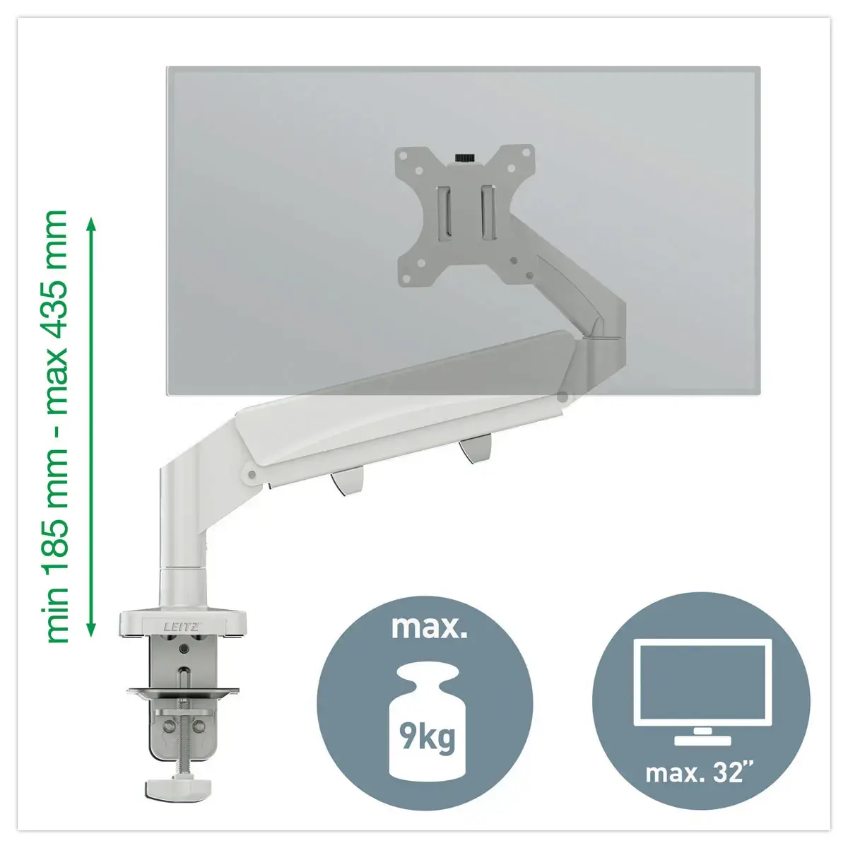 Bras Simple Ecran 17/32" - Ergonomique & R&eacute;glable - Leitz photo du produit