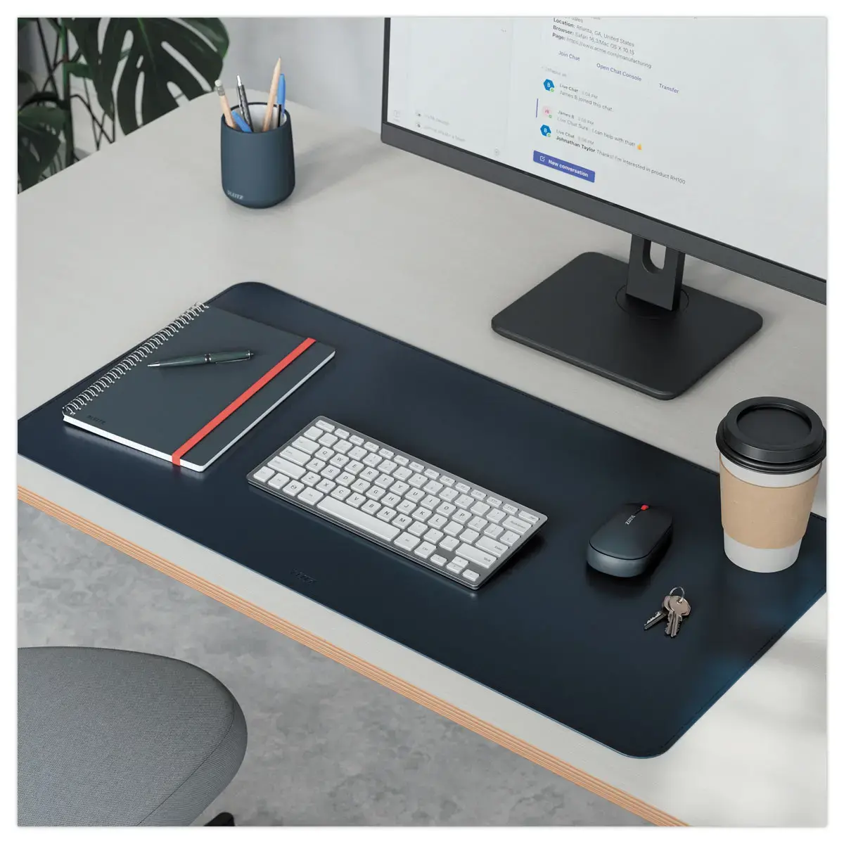Grand sous-main tapis de bureau - Bleu fonc&eacute; photo du produit