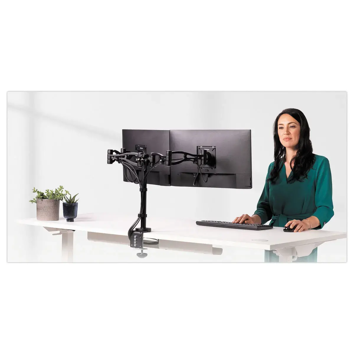 Bras porte-écrans double Vista - FELLOWES photo du produit