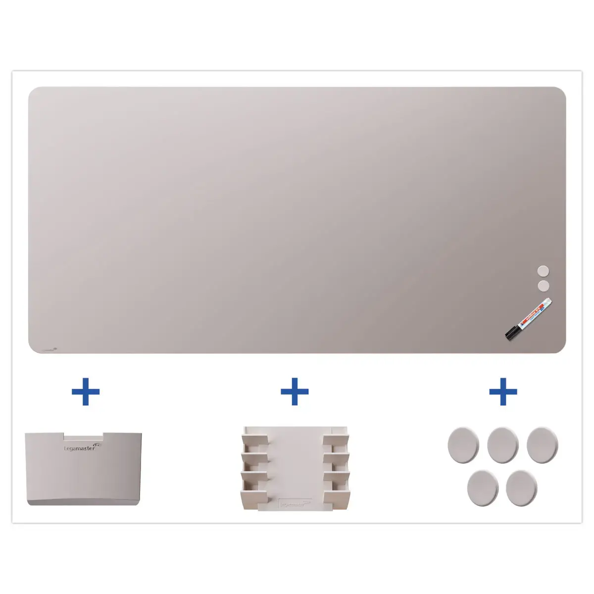 Tableau en Verre Mat Magnétique 100x200 + Kit - Gris- Legamaster photo du produit