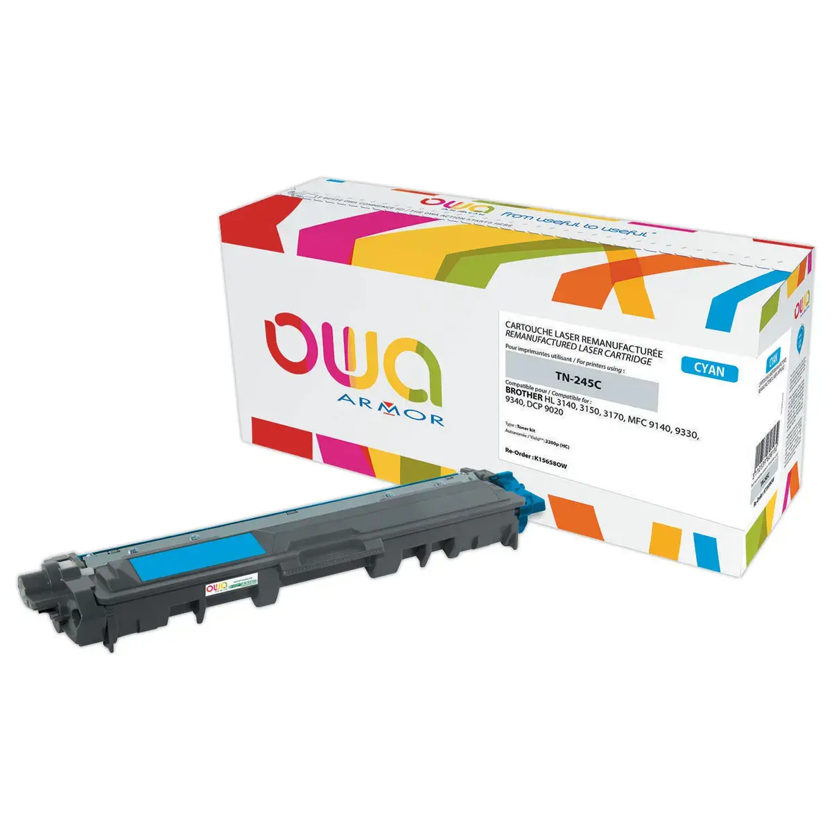 Toner éq. Brother TN-245C, Brother TN-246C - Haute capacité - Cyan - OWA photo du produit