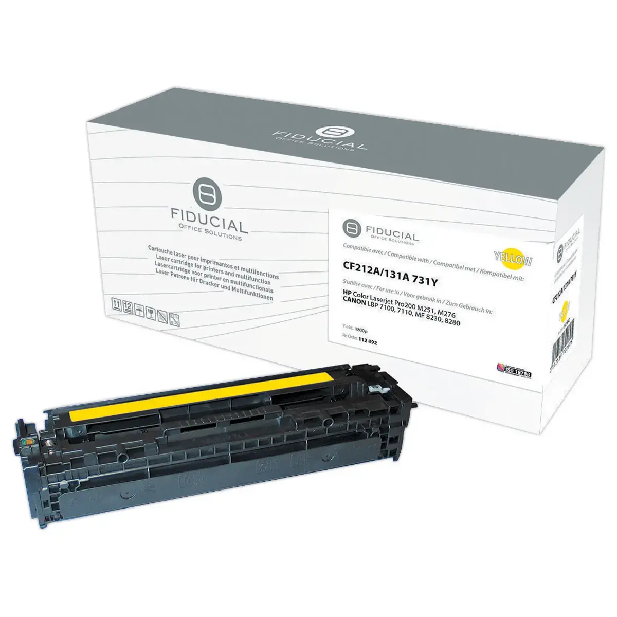 Toner remanufacturé éq. Canon 731Y, HP CF212A - Jaune photo du produit