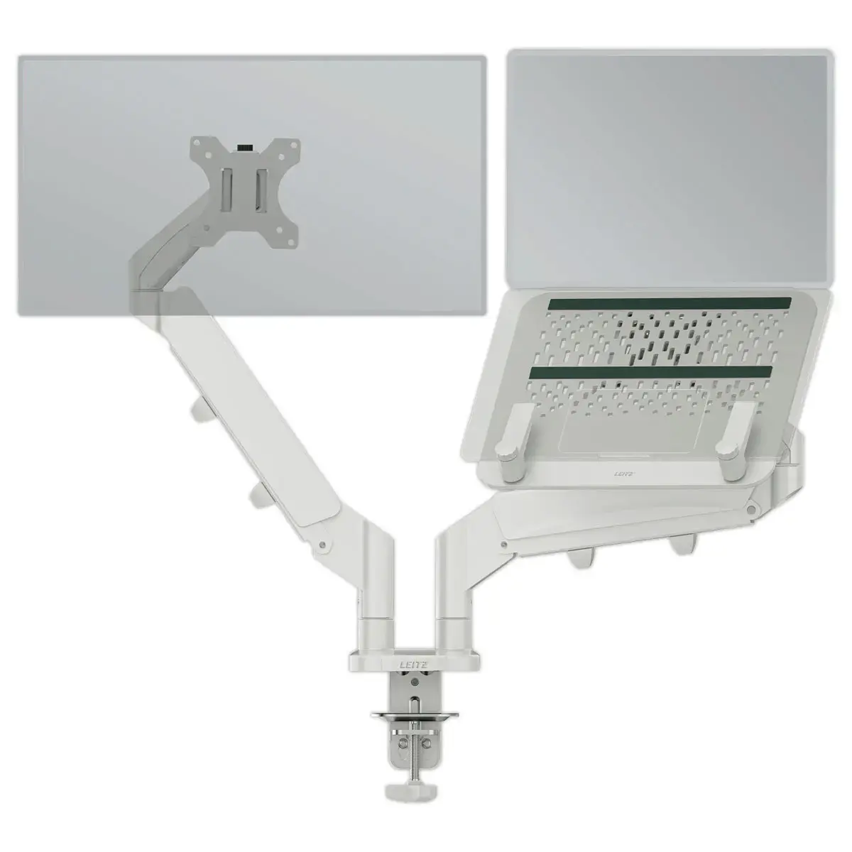 Double Bras Ecran Pivotant & Inclinable avec support PC - Leitz photo du produit