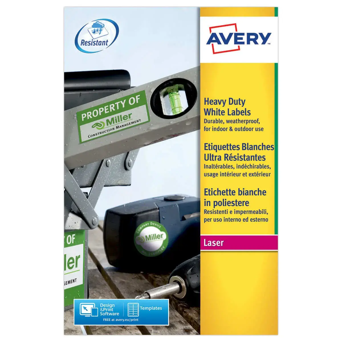 Boîte de 960 étiquettes inaltérables blanches laser - 45,7 x 21,2 mm - Avery photo du produit