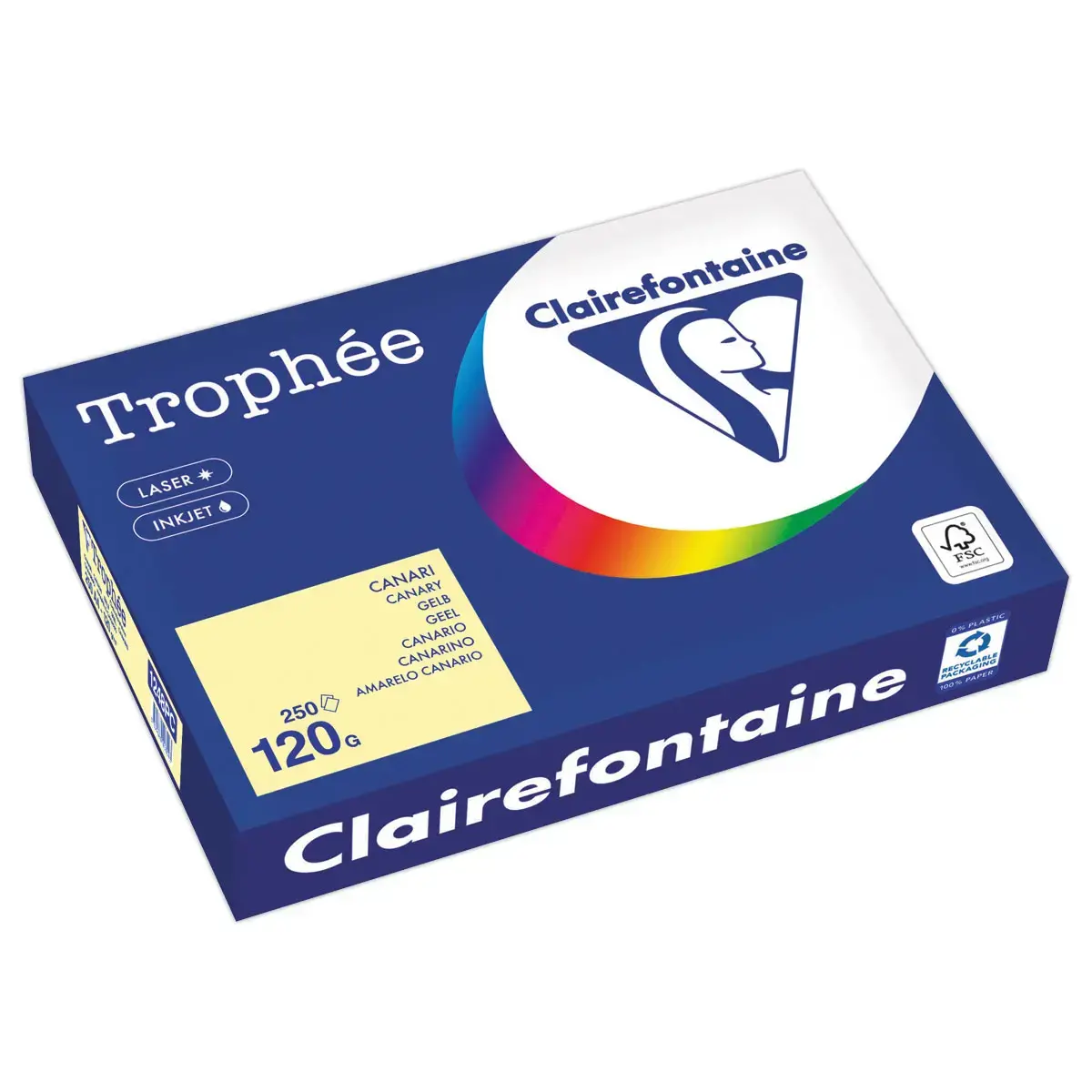 Feuilles de papier Trophée A4 - 120g jaune canari - CLAIREFONTAINE photo du produit