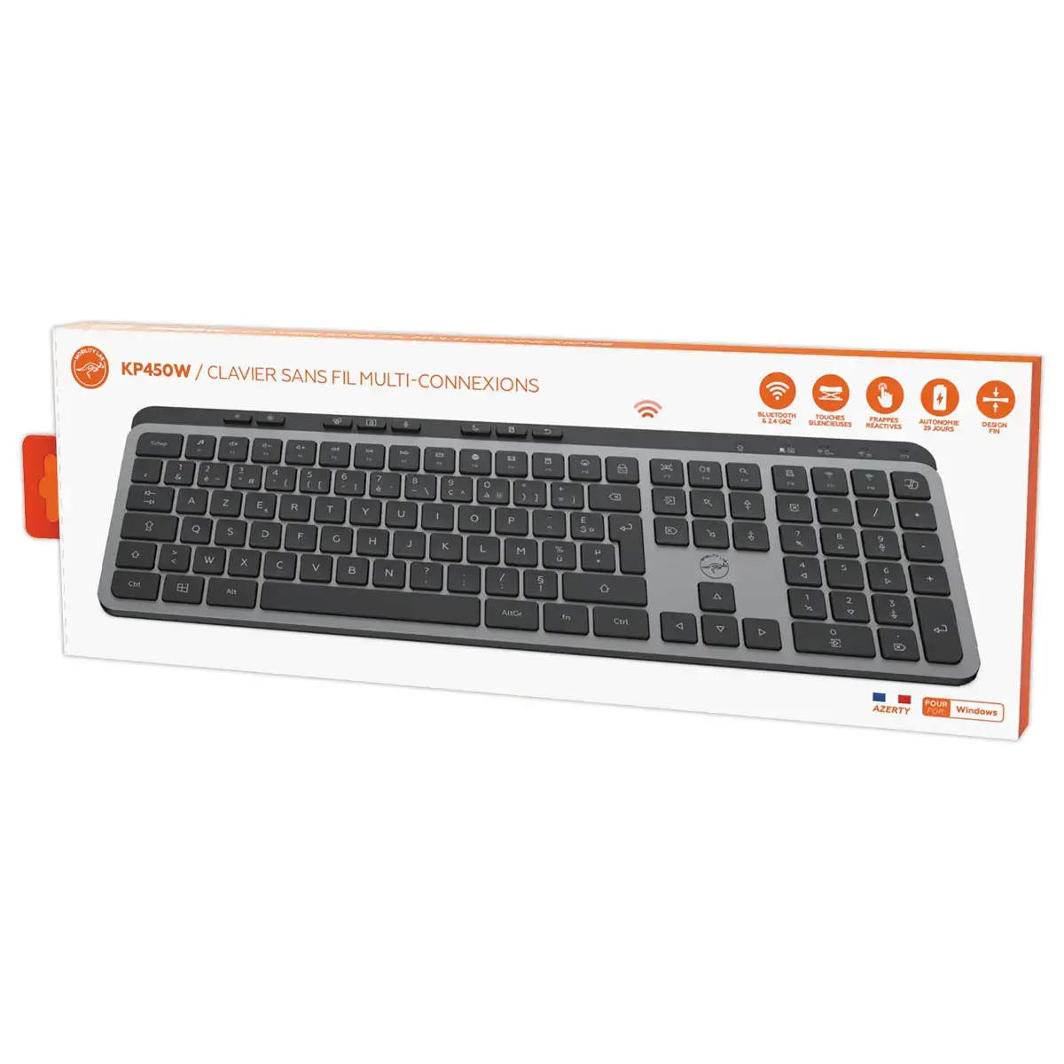 Clavier Sans Fil KP450W - Multi connexion - Rechargeable USB-C - Mobility Lab photo du produit