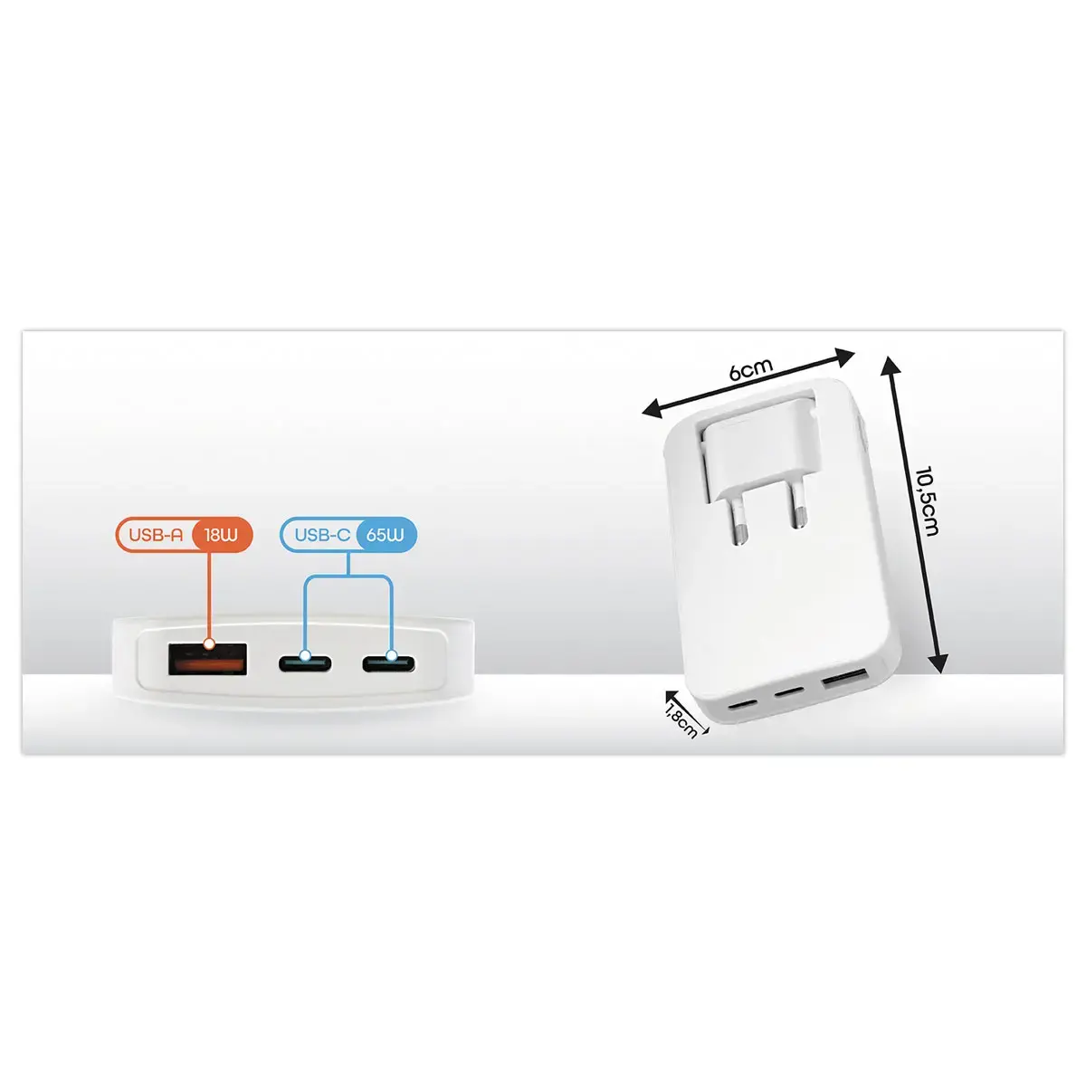 Chargeur Gan Pliable - Charge Rapide 3 ports - T'NB photo du produit