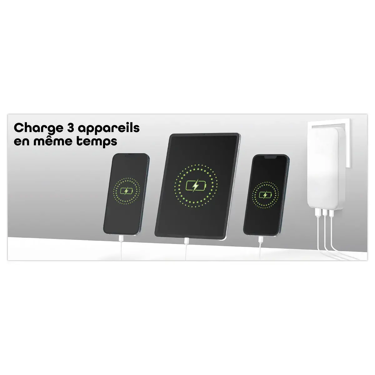 Chargeur Gan Pliable - Charge Rapide 3 ports - T'NB photo du produit
