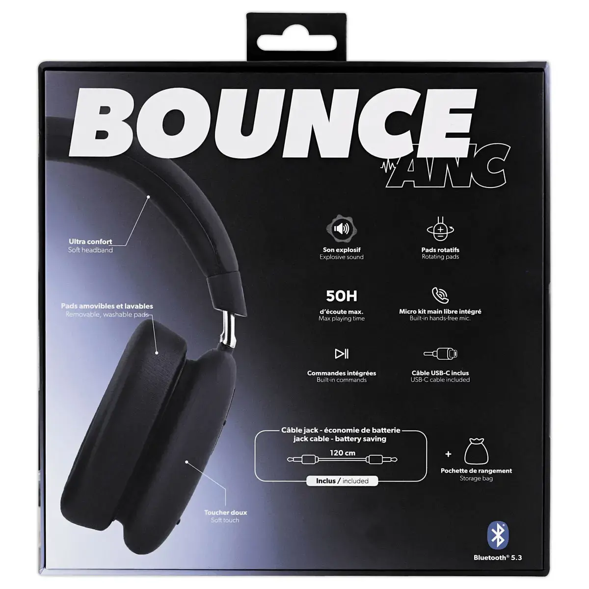 Casque Bluetooth Bounce - R&eacute;duction Active - Bleu - T'NB photo du produit
