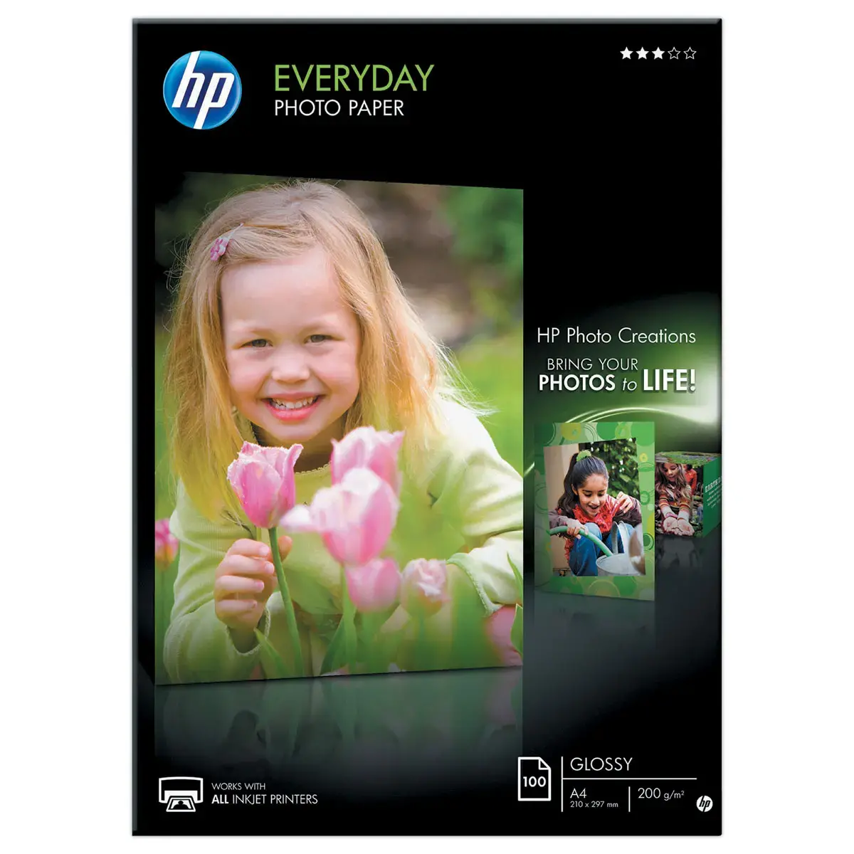 100 Feuilles de papier photo jet encre HP A4 200g semi gloss photo du produit