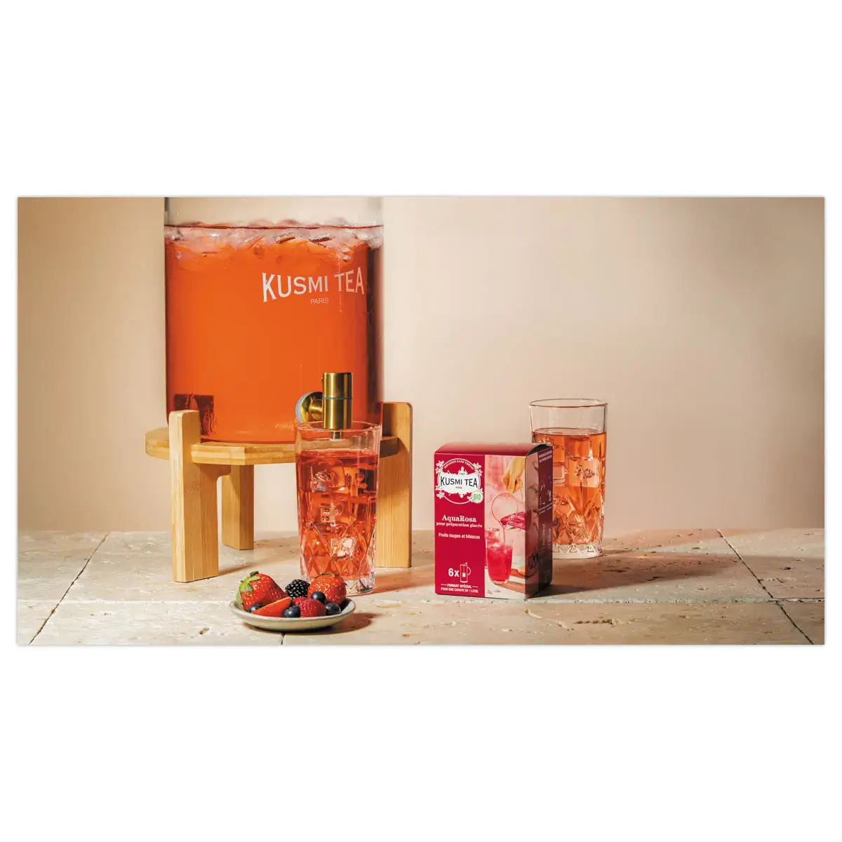 Boîte de 6 grands sachets d'infusion AquaRosa bio Kusmi Tea photo du produit