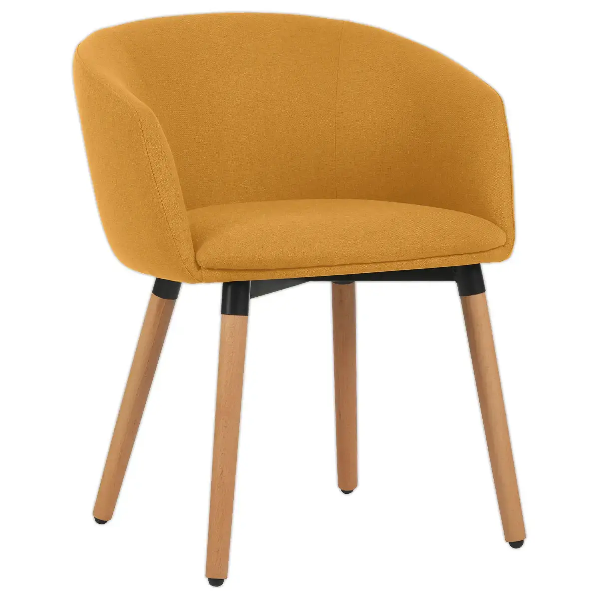 2 Fauteuil Arco jaune pied bois monté photo du produit