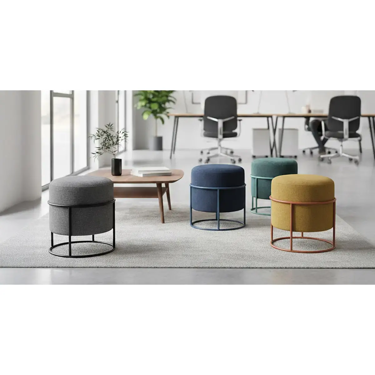 Pouf empilable bleu photo du produit