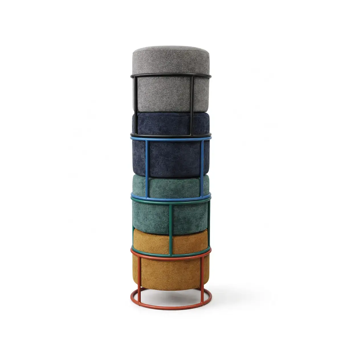 Pouf empilable bleu photo du produit