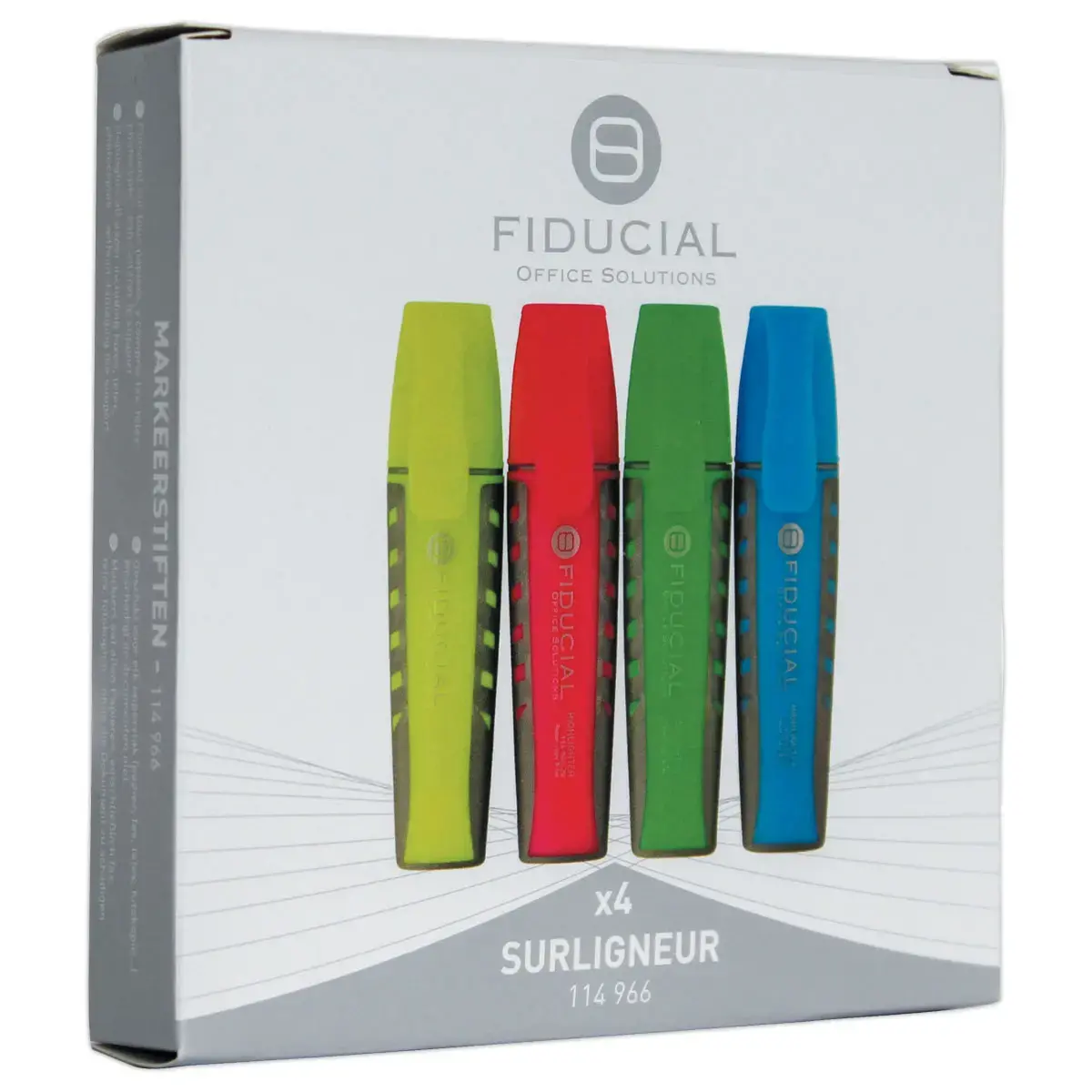 4 Surligneurs - Pointe large - Coloris assortis - Fiducial photo du produit