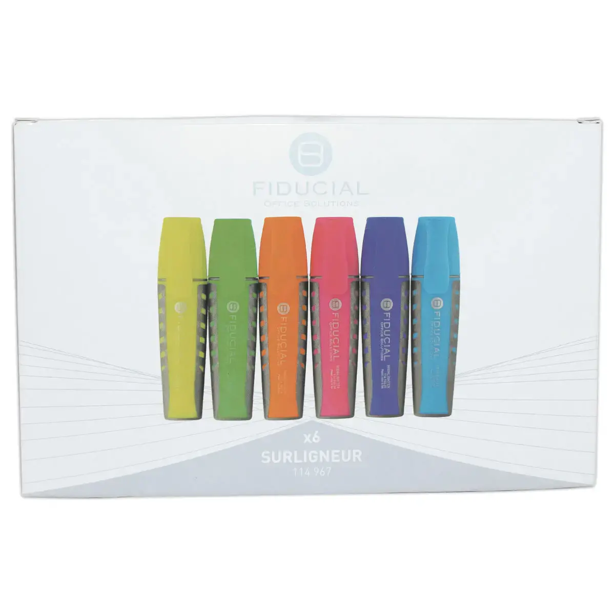 6 surligneurs - Pointe large - Coloris assortis - Fiducial photo du produit
