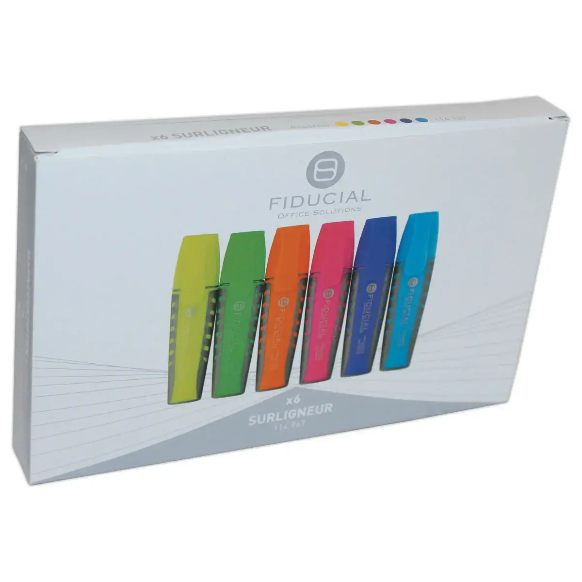 6 surligneurs - Pointe large - Coloris assortis - Fiducial photo du produit