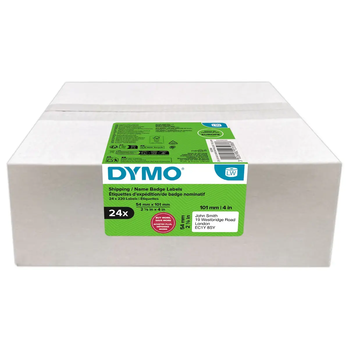 24 Rouleaux de 220 &eacute;tiquettes LW 54x101mm - Dymo photo du produit