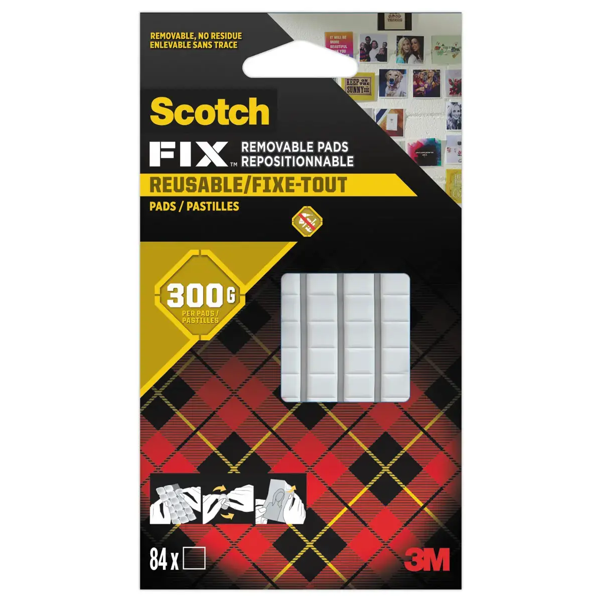 Pastilles de pate adhesives blanches Fixetout Scotch photo du produit