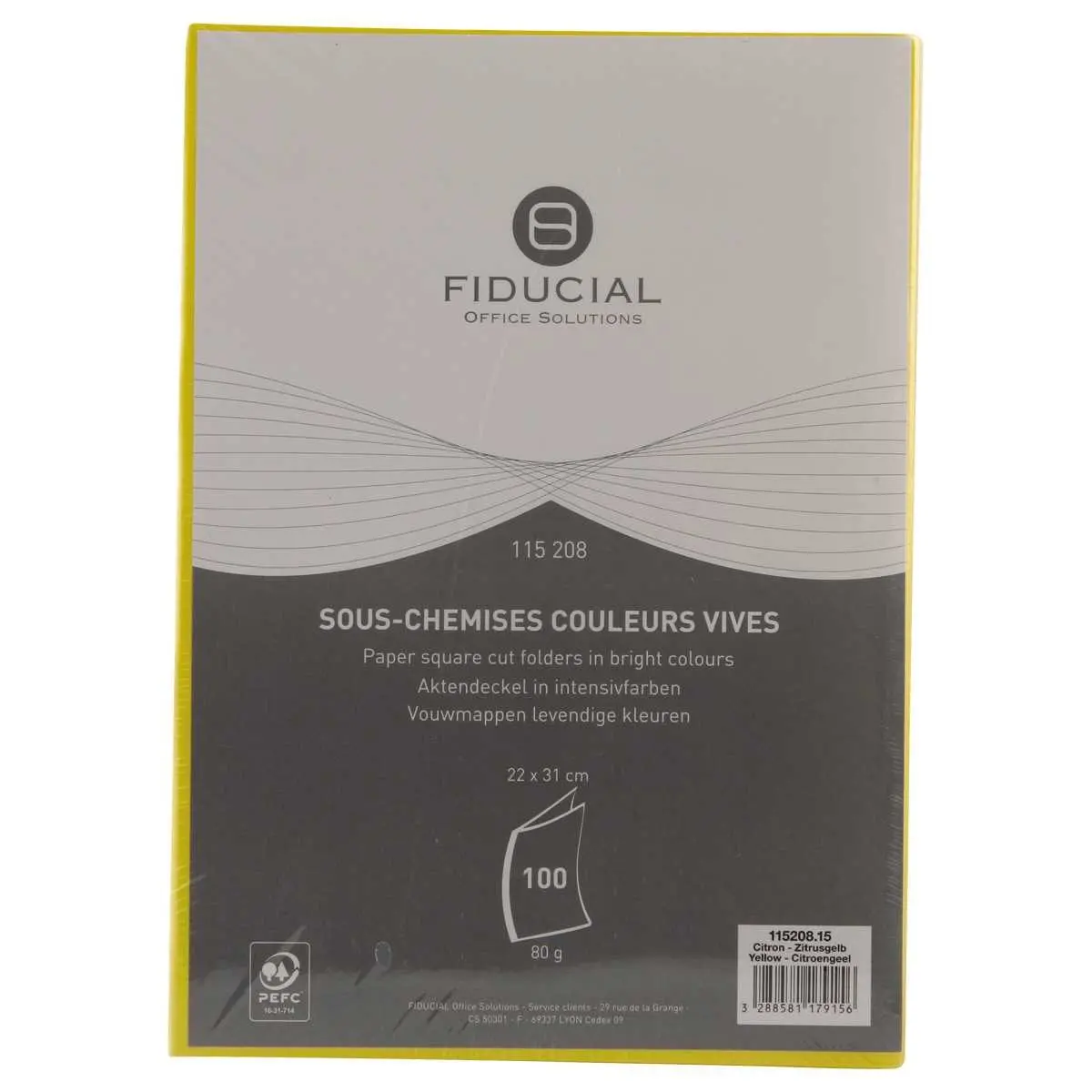 100 Sous-chemises - 22x31 cm - 80g - Jaune photo du produit