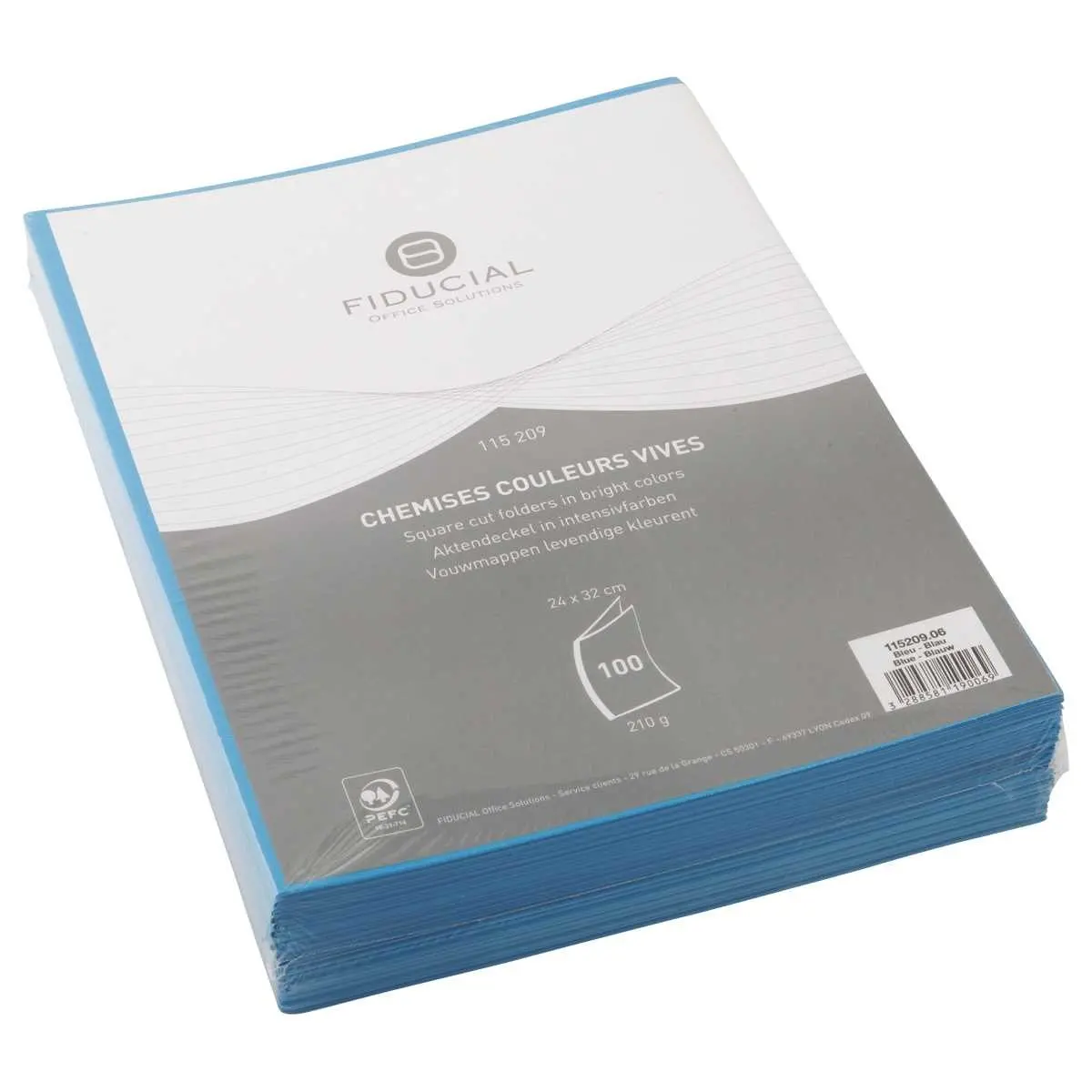 100 Chemises cartonnées colorées - Bleu - FIDUCIAL photo du produit