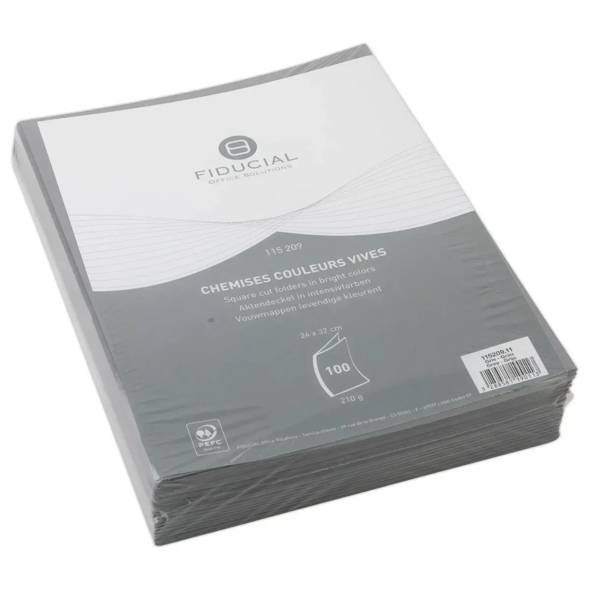 100 Chemises cartonnées colorées - Gris - Fiducial photo du produit