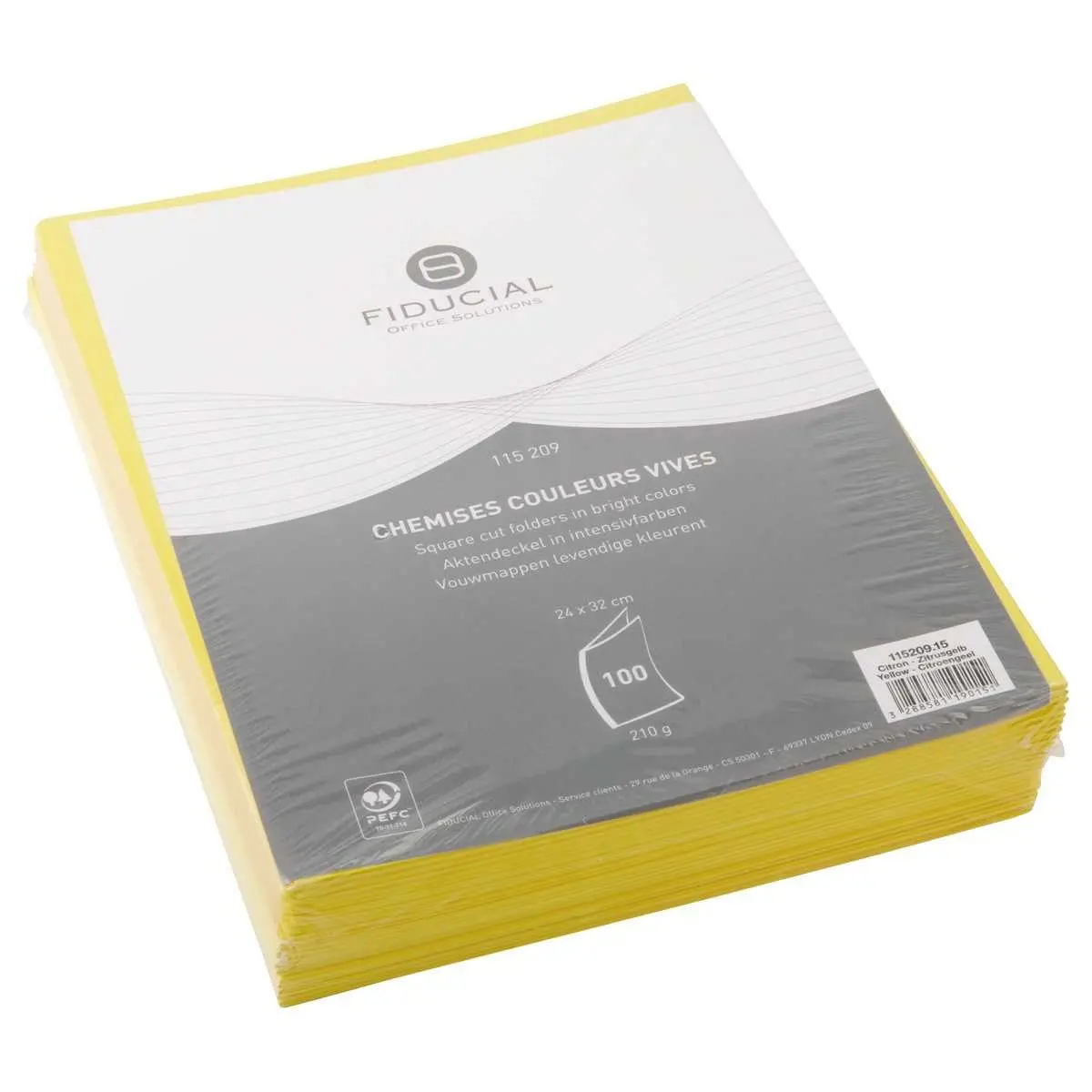 100 Chemises cartonn&eacute;es color&eacute;es - Jaune - FIDUCIAL photo du produit