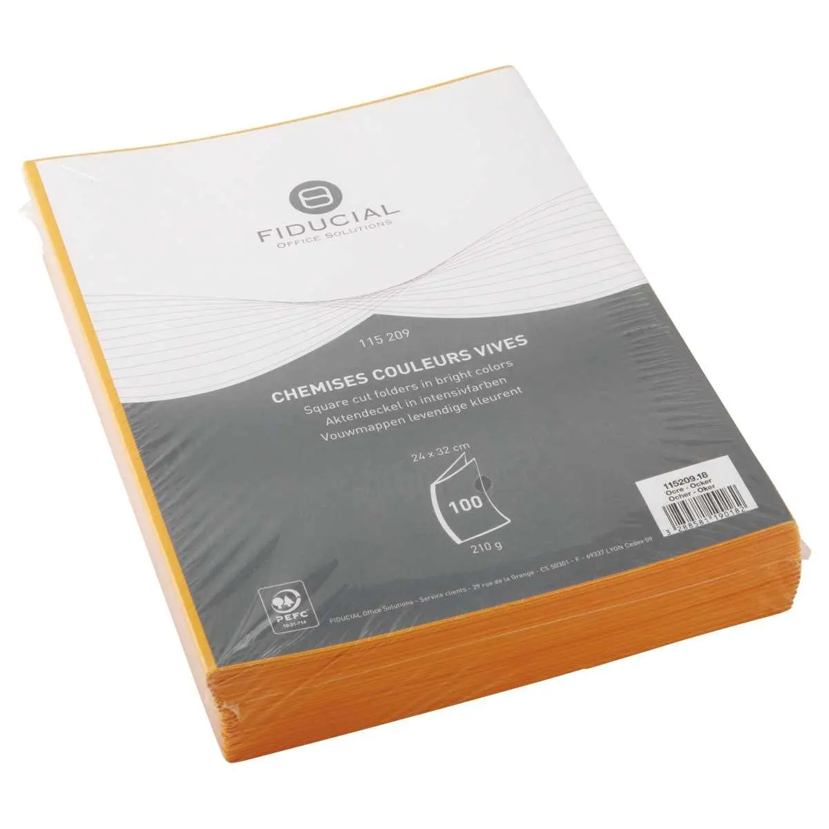100 Chemises cartonn&eacute;es color&eacute;es - Orange - Fiducial photo du produit