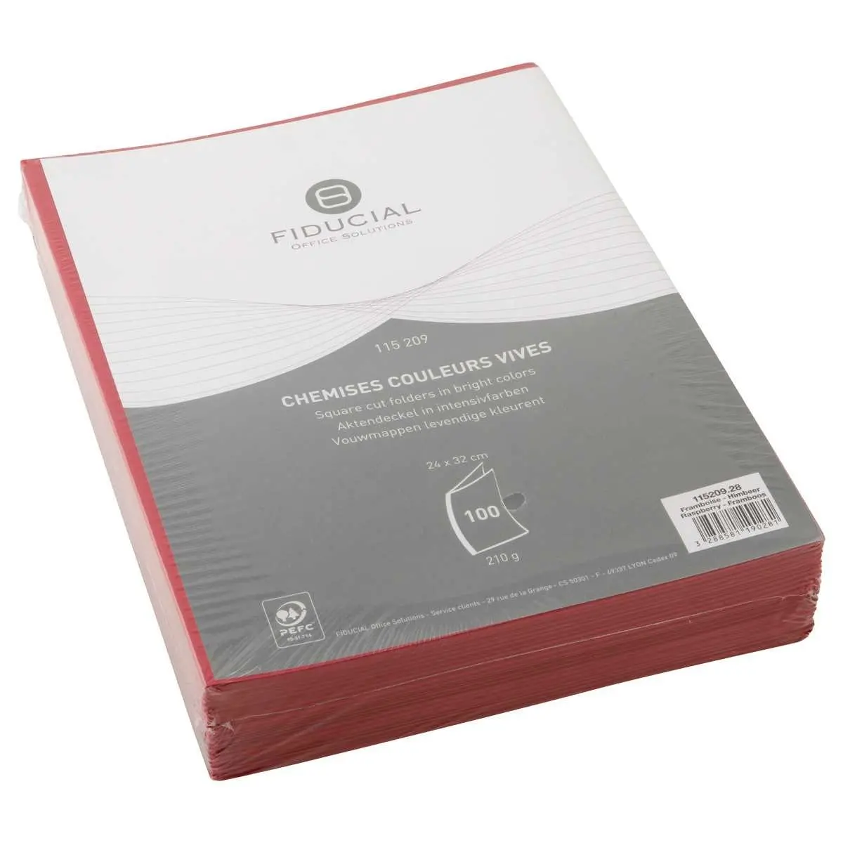 100 Chemises cartonnées colorées - Framboise - FIDUCIAL photo du produit