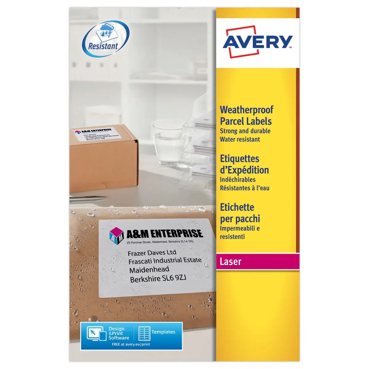 Boîte d'étiquettes inaltérables laser Avery 99,1x57 mm 250 étiq/boîte photo du produit