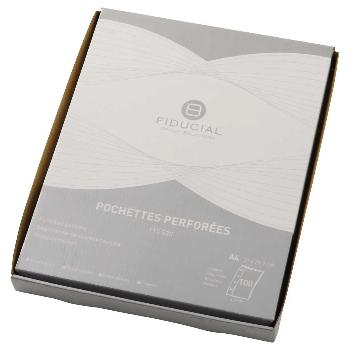 100 Pochettes perforées en polypropylène 6,5/100e lisse - FIDUCIAL photo du produit