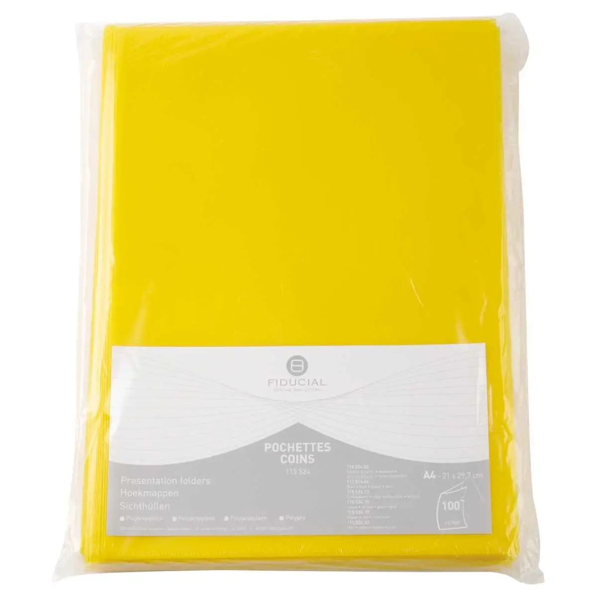 100 Pochettes coins en polypropylène 11/100e Jaune - Fiducial photo du produit