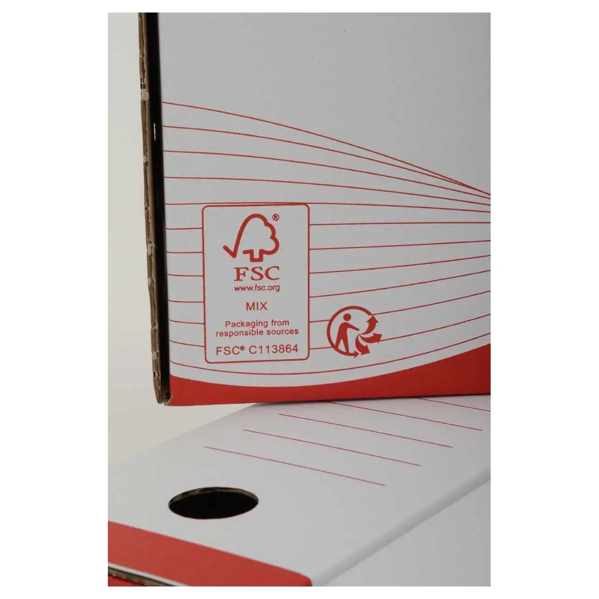 10 Bo&icirc;tes &agrave; archives - Dos 10 cm - Rouge - Fiducial photo du produit