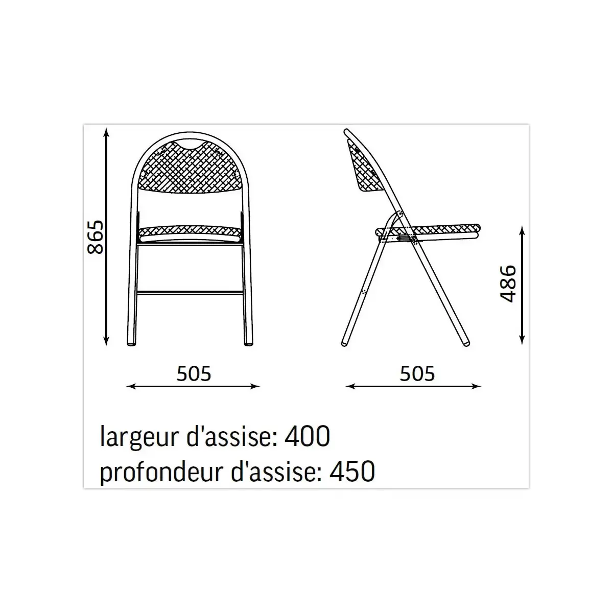 Chaise d'accueil pliante - Piètement acier époxy noir photo du produit