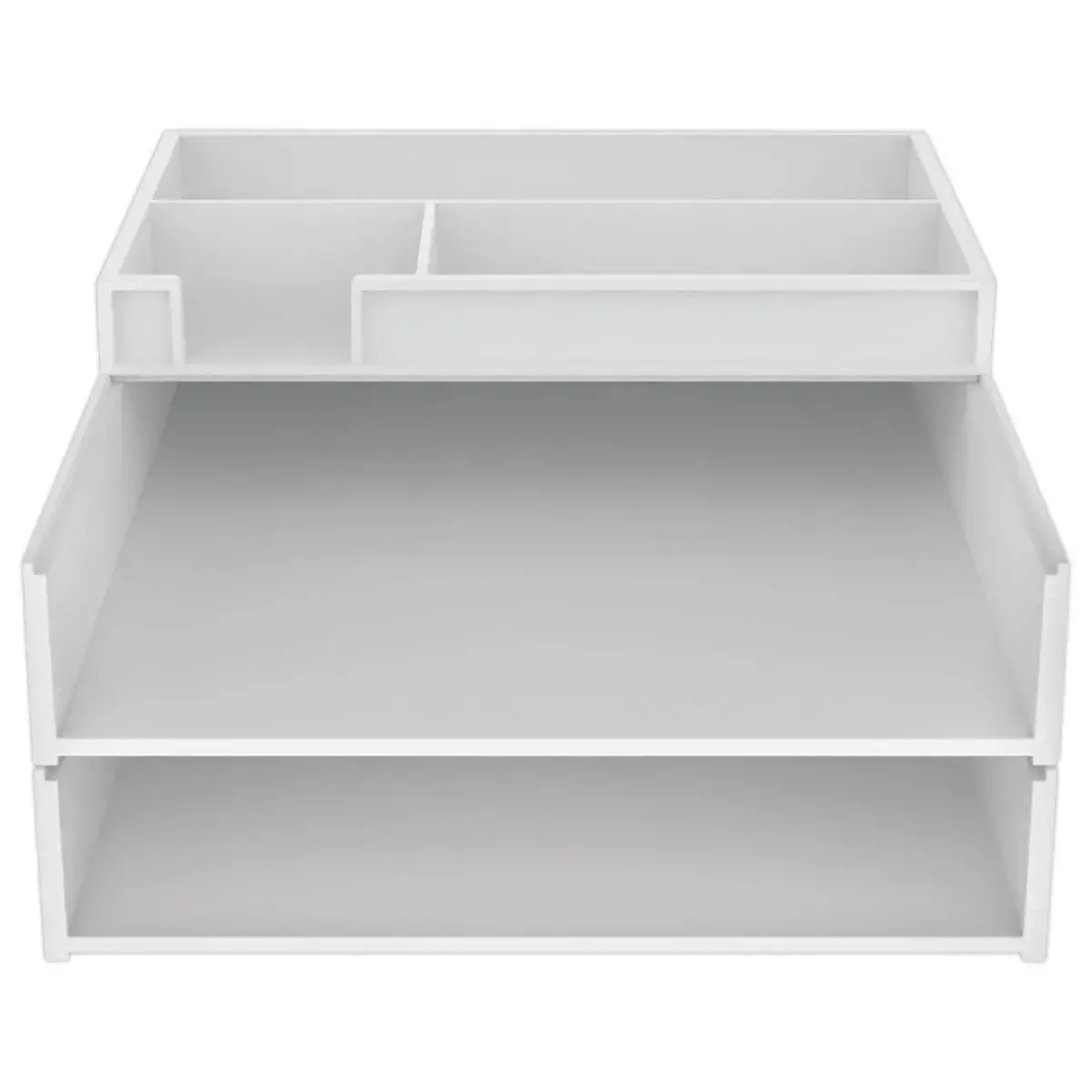Set de 2 corbeilles &agrave; courrier blanches avec trieur de bureau photo du produit