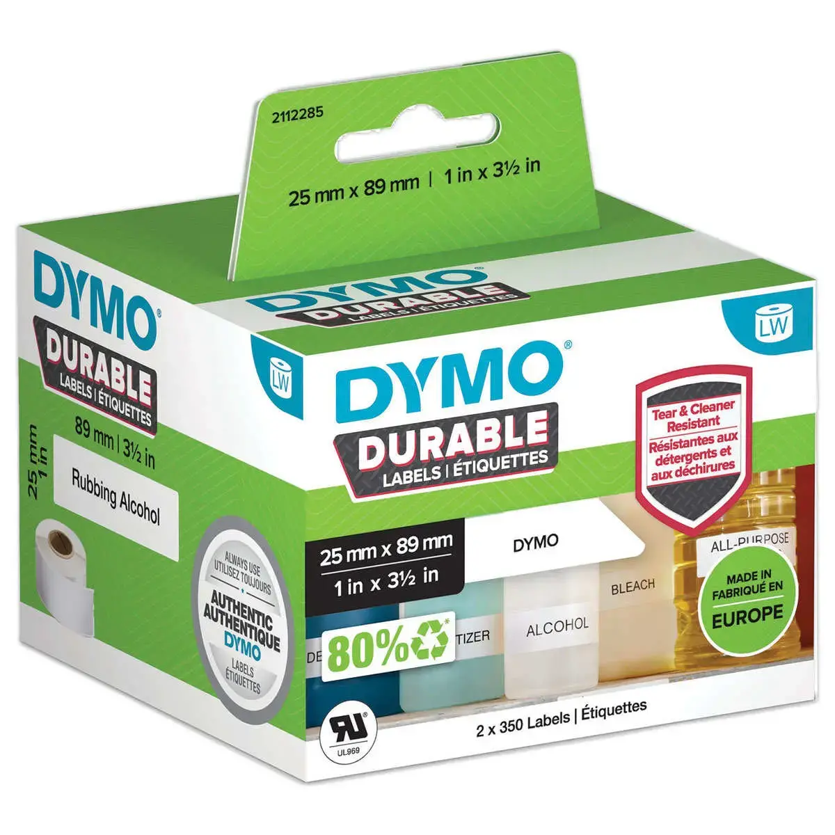 2 Rouleaux de 350 étiquettes DYMO Durable LW identification - 25 x 89 mm photo du produit