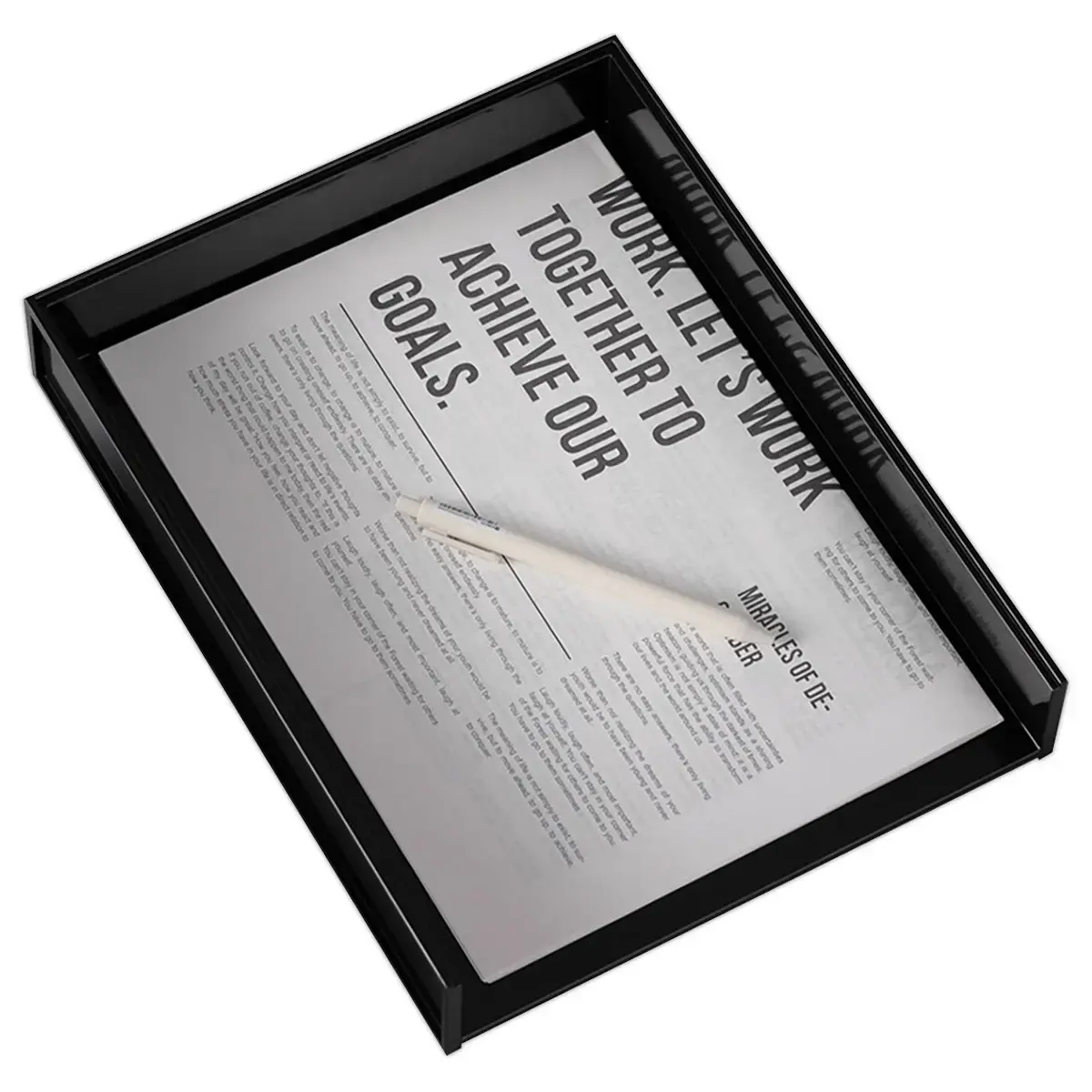 Set de 2 corbeilles &agrave; courrier noires avec trieur de bureau photo du produit