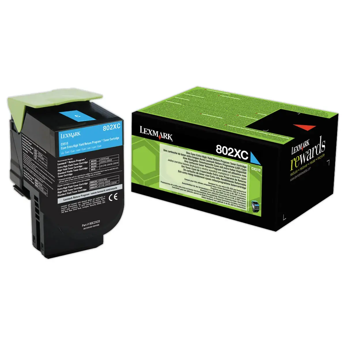Toner 802 80C2XC0 haute capacité - Cyan - Lexmark photo du produit