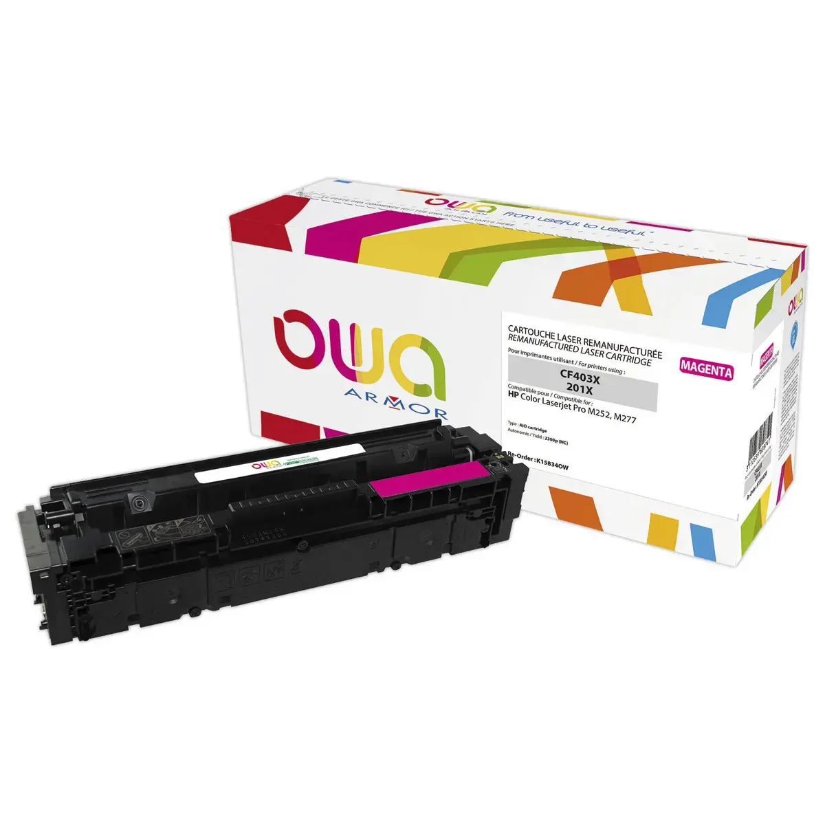 Toner &eacute;q. HP CF403X - Haute capacit&eacute; - Magenta - OWA photo du produit