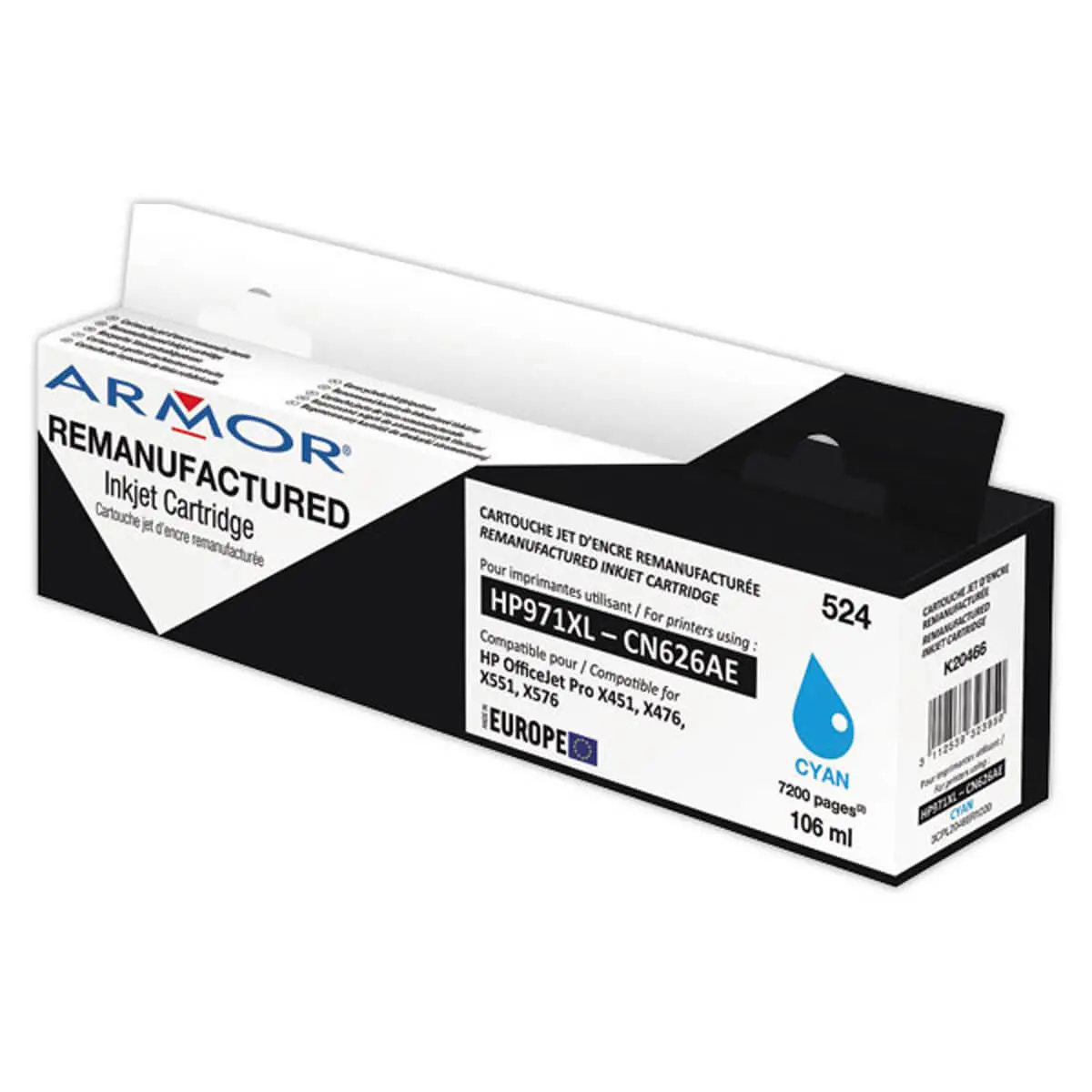 Cartouche éq. HP 971XL - Haute capacité - Cyan - OWA photo du produit