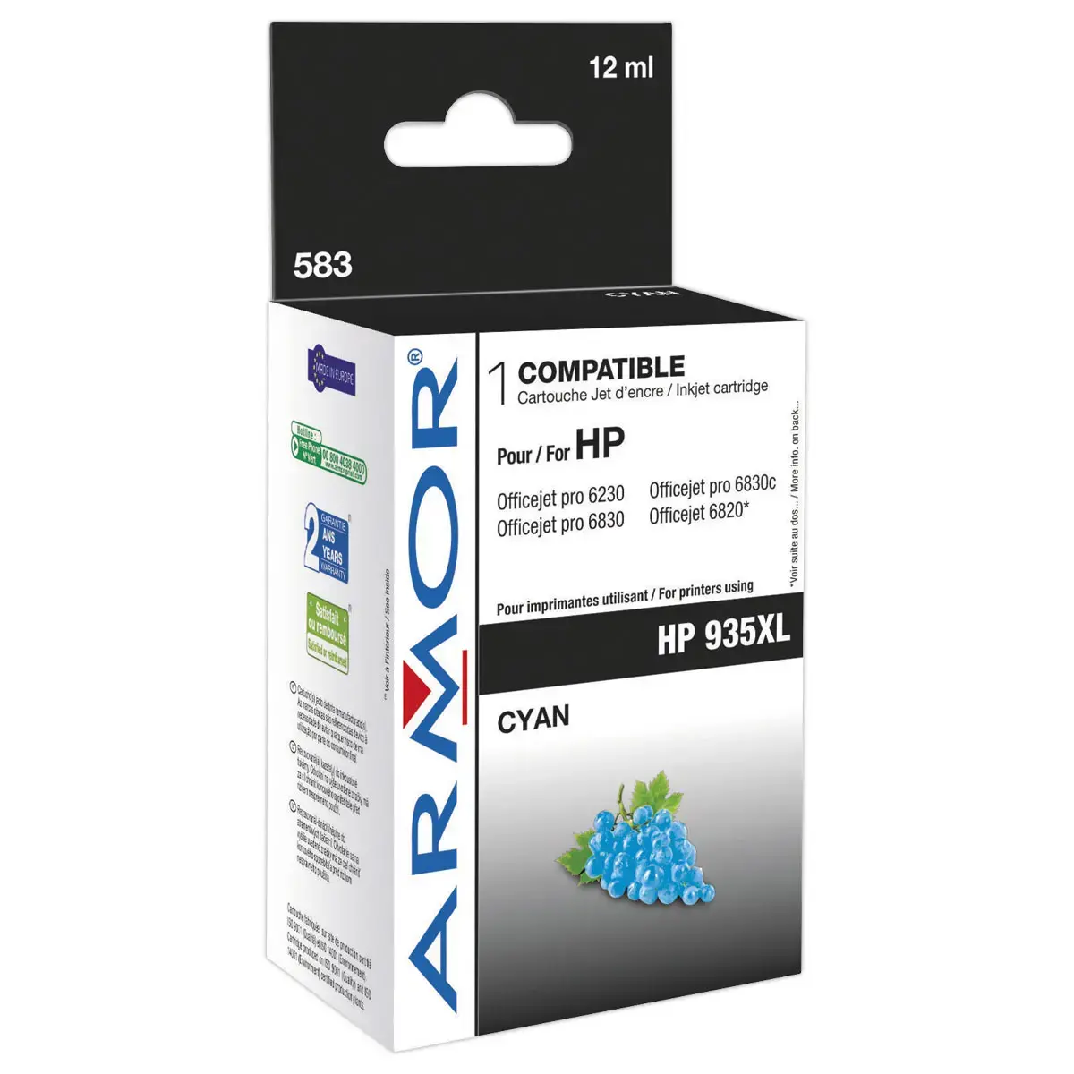 Cartouche &eacute;q. HP 935XL C - Haute capacit&eacute; - Cyan - OWA photo du produit