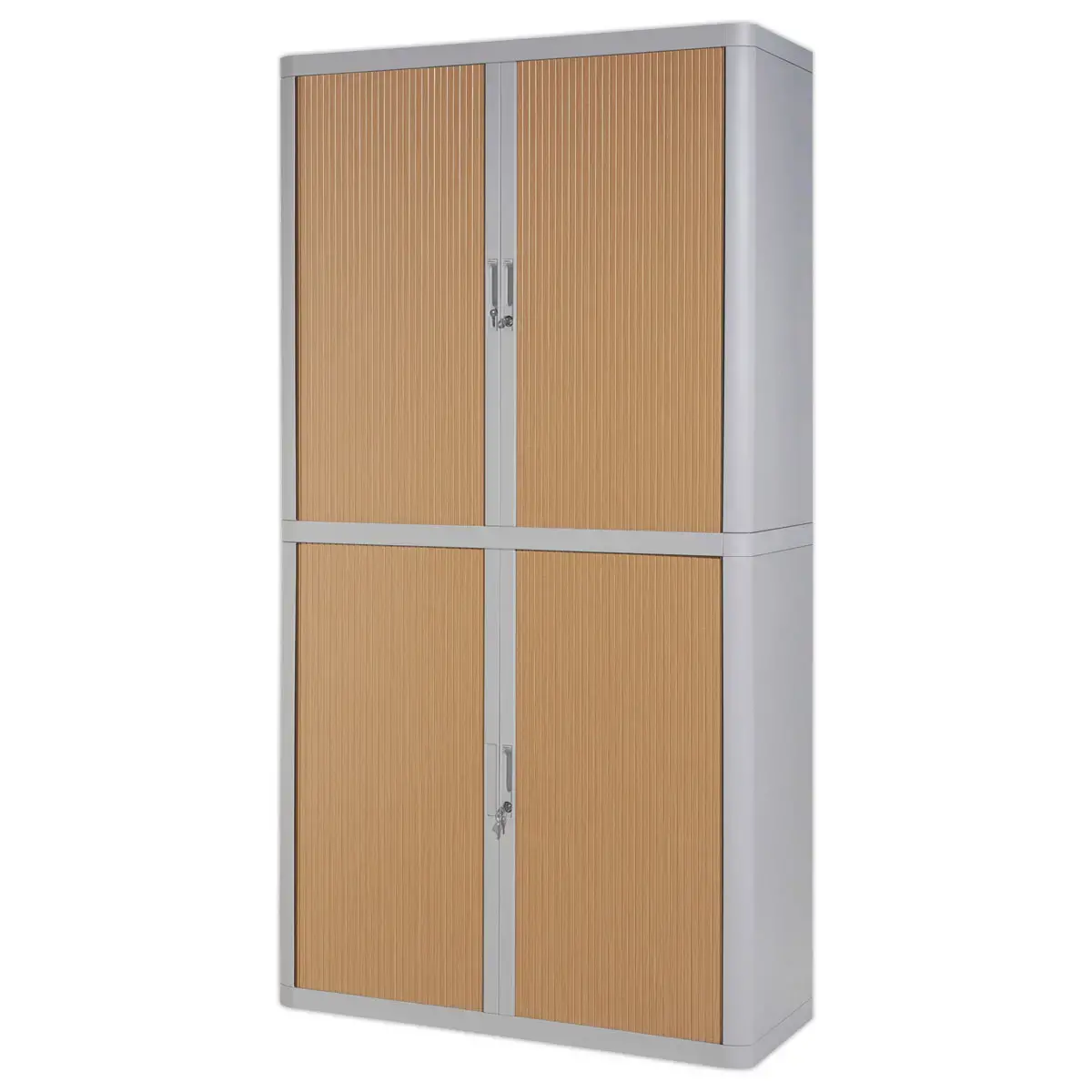 Armoire rideaux EasyOffice - Gris et hêtre - Paperflow photo du produit